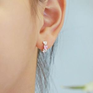 Dylam New Arrival Hypoallergenic Nickel Free 925 Sterling <b>Silver</b> Kid Children Oval 5A CZ Cubic Zirconia Heart <b>Hoop</b> <b>Earrings</b> - Product Image 3