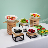 Support de présentation de desserts en bois massif, buffet, étagère pour pause-café, buffet froid, sushi, gâteau, table à collations, présentation, design moderne rustique