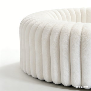 Luxury Faux Rabbit Fur Cream White Round Multiple Sizes Foam Filling Dog Bed Donut <strong>Pet</strong> <strong>Sofa</strong> for Sleeping - Product Image 6