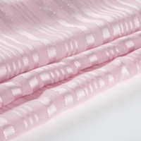 Hijab pour enfants en tissu premium fluide, jacquard rayé avec fil argenté, antistatique, respirant, en polyester satiné, foulard pour enfants