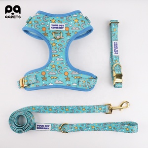 Colete de coleira para cachorros de pelúcia personalizado OEM/ODM, conjunto de arnês e trela para cães pequenos, neoprene respirável e reversível