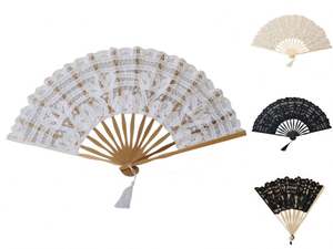 Abanico Plegable Elegante de Algodón Hecho a Mano, Abanico Vintage Retro de Encaje Blanco para Mujer, para Bodas y Ballet - Product Image 3