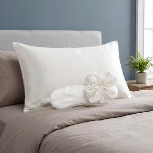 Luxury Rectangle Solid SATIN SILK PILLOW CASE <b>EYE</b> <b>MASK</b> & SCRUNCHIE-Hotel & Home Use 100% Silk - Product Image 3