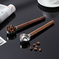 Cuillère à café en acier inoxydable et manche en bois de qualité alimentaire-Cuillère à mesurer précise pour machine à expresso
