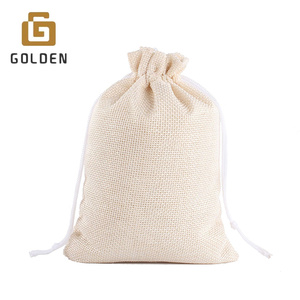 Túi rút có dây thừng làm từ vải gai tự nhiên, in logo tùy chỉnh, bán buôn, túi quà tặng bằng vải bố, túi có dây rút bằng vải gai - Product Image 3