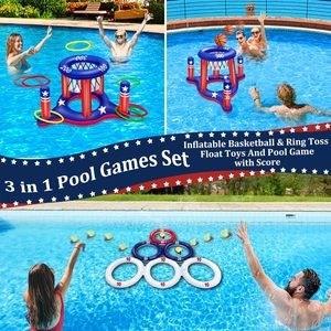 Jeu de fléchettes flottant gonflable 2-en-1 avec panier de basket et tableau de scores pour adolescents et adultes, idéal pour les fêtes aquatiques estivales - Product Image 6