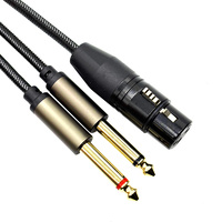 Câble répartiteur XLR femelle à 3 broches vers double Y de 1/4 pouces, cordon adaptateur convertisseur audio XLR femelle vers double prise TS mono de 6.35mm