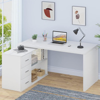 Bureau d'angle en L moderne avec bibliothèque, bureau d'ordinateur pour villa, approvisionnement pour le commerce extérieur transfrontalier