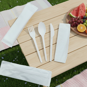 Ensemble de couverts robustes et compostables en CPLA PLA pour steak et salade, idéal pour la restauration et le camping - Product Image 1