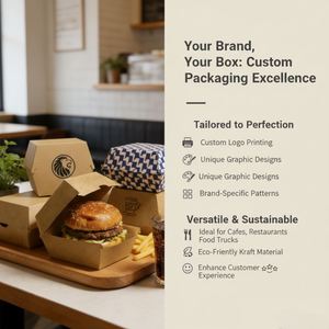 Plateau à sushi en papier kraft brun imprimé sur mesure, jetable, pour la restauration rapide et les collations (vente en gros) - Product Image 5