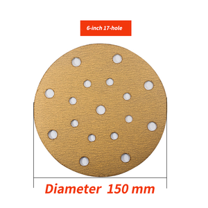 Papel de lija seco de 6 pulgadas, papel de lija de terciopelo con respaldo de arena amarilla, pulido de coche, disco abrasivo flocado, 17 agujeros, 15 agujeros, 6 agujeros para - Product Image 4