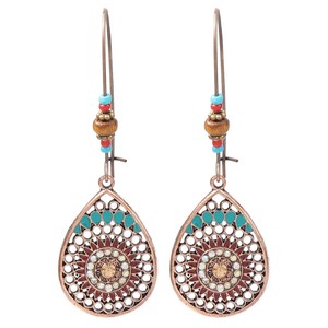 Joyería de Moda, Aretes Colgantes para Mujer, Aleación de Zinc, Cristal, Diamantes de Imitación, Forma de Flor, Juego de Aretes Boho para Fiesta - Product Image 5