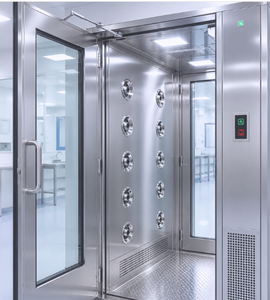 Porte battante verticale minimaliste en acier inoxydable pour salle blanche, double battant, sanitaire, avec panneau en verre trempé, anti-poussière pour atelier - Product Image 1