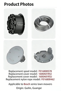 5xF016800570 Carrete de Hilo de Repuesto 6.1M/20FT 1.65mm con Tapa Negra para Recortadora de Césped Universal GrassCut 18-26, Piezas para Cortacésped - Product Image 3