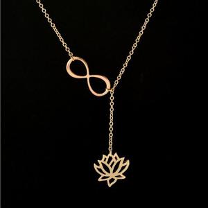 Collana Creativa Europea e Americana 2019 in Acciaio Inossidabile con Ciondolo a Forma di Numero e Loto - Product Image 4