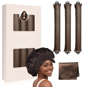 ชุดเครื่อง<span class=keywords><strong>ม้วน</strong></span><span class=keywords><strong>ผม</strong></span>แบบไม่ใช้ความร้อน 5 ชิ้น แกนม้วนผมแบบยืดหยุ่น สีกาแฟ พร้อมผ้าโพกผมสำหรับผมยาว - Product Image 1
