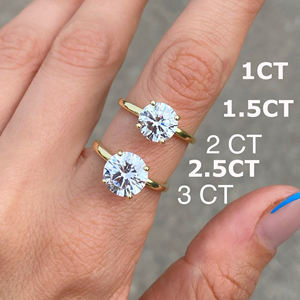 925スターリングシルバー ラウンドブリリアントカット ソリティアダイヤモンドリング レディース カスタム 3ct 5ct モアサナイト ウェディングリング - Product Image 3