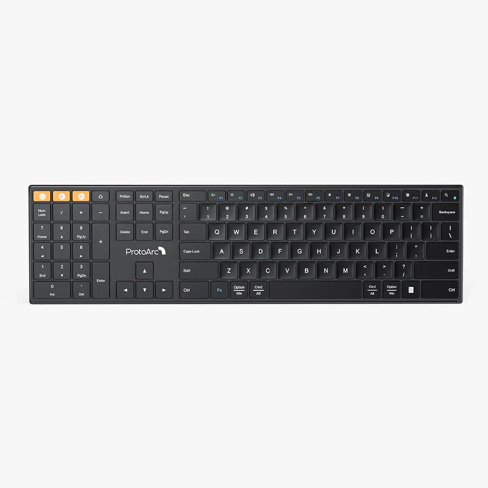 ProtoArc XK21 Rechargeable Ultra Slim Usb Multi Devices Laptop Wireless Computer Office Ergonomic Silent Keyboard