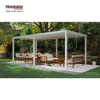 Pergola bioclimatique Hooeasy pour jardin extérieur, structure métallique autoportante, toit à lamelles inclinables manuellement, protection contre le soleil et la pluie