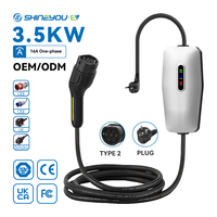 Chargeur EV portable en fibre de carbone de type 2, 3,5 kW, monophasé, 16 A, couleur personnalisée blanc/noir, directement de l'usine