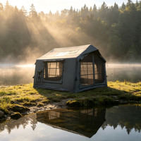 Tente de camping gonflable d'extérieur, résistante au vent, imperméable, tissu respirant, design pliable et portable, abri familial spacieux