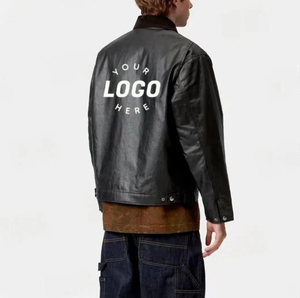 Veste <span class=keywords><strong>Dean</strong></span> OEM en coton enduit, style rétro américain Carter, en cuir PU, vêtement de travail avec texture vieillie et délavée, pour homme, idéal pour les trajets quotidiens. - Product Image 2