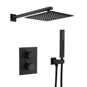 Xinxi 10-inch Stainless Steel Matte Black American Style Concealed Wall-mounted Handheld Shower <b>Set</b> Vacuum Coated Rainfall <b>Spray</b> - Product Image 2
