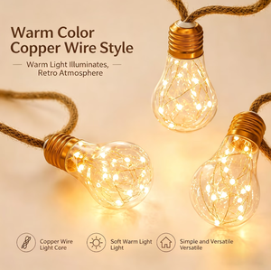 Guirlande lumineuse vintage en corde de chanvre, connectable, pour extérieur, patio, jardin, mariage, Noël, fête à domicile, décoration murale - Product Image 5