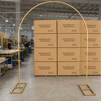 Arche de mariage de luxe en fer doré de 2,4 m, arche semi-circulaire détachable, support mobile, décoration de cérémonie, vente en gros OEM