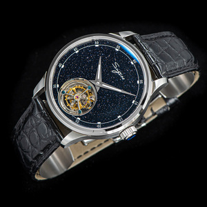 Montre mécanique à remontage manuel de luxe avec tourbillon véritable Seagull ST8230, cadran ciel étoilé en pierre bleue, livraison gratuite en stock, en vente - Product Image 4