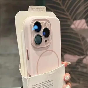 เคสซิลิโคนเหลว CHAOYIDIAN สำหรับ iPhone 16 14 13 <span class=keywords><strong>11</strong></span> 12 15 16 17ProMax รองรับการชาร์จไร้สายแบบแม่เหล็ก ป้องกันเลนส์กระจก - Product Image 1