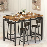Ensemble de table à manger et de 4 chaises, mobilier de salle à manger moderne, ensemble de table à manger avec tabourets à dossier pour le petit-déjeuner, le déjeuner et le dîner, vente chaude