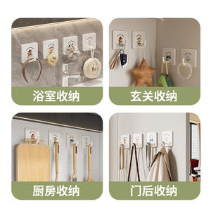 Crochet adhésif puissant rectangulaire mural sans perçage, crochet de rangement robuste pour portes et murs, aucun perçage requis - Product Image 5