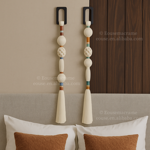 Fait à la main macramé <span class=keywords><strong>tapisserie</strong></span> tissé ornement cadeau cordon boule verticale tenture murale Art déco pour la décoration intérieure chambre <span class=keywords><strong>couloir</strong></span> - Product Image 5