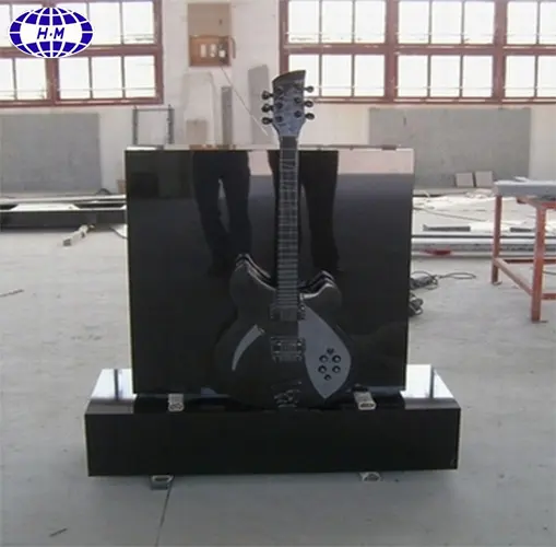 Good price custom carved black granite guitar headstones monuments