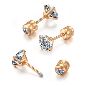 Clous d'oreilles en zircon 20G |   Boucles d'oreilles labret en acier inoxydable plaqué or PVD 18 carats, tige de 0,8 mm, pour piercing de cartilage |   Imperméable et hypoallergénique - Product Image 6