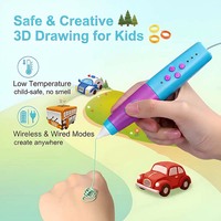 Kit de stylo 3D pour construire soi-même des voitures jouets, pour enfants, sans fil, température basse, sûr, 2 niveaux de température, 3 vitesses, 17 rouleaux de filament PCL