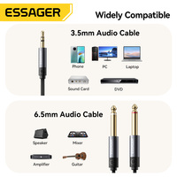 Câble audio tressé haute fidélité Essager ES-YP26 1,2 m 2 m 3 m 5 m, mâle-mâle, 3,5 mm vers double 6,5 mm, pour amplificateur de haut-parleur