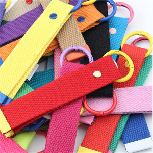 Correa de algodón en blanco personalizada para muñeca, llavero con cinturón, nombre de mano, correa de etiqueta para bolso con anillo redondo, llavero tejido <span class=keywords><strong>Cavas</strong></span>, cordón para muñeca - Product Image 4