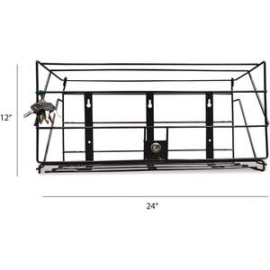 Estante de almacenamiento con cerradura Boardwalk de 1 nivel para botellas de limpiador PDC de 3 litros, 24 ancho x 10 profundo x 12 alto, negro, para limpiadores comerciales - Product Image 1
