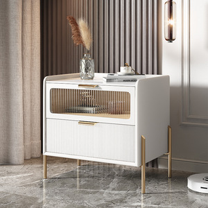 Mesita de noche de lujo moderna de gama alta, diseño italiano, mesitas de noche de madera maciza, mesita de noche inteligente para almacenamiento de dormitorio - Product Image 3