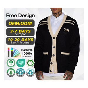 Suéter con Certificación GRS, Fabricante de Suéteres, Logotipo Personalizado Bordado, Suéter de Punto con Cuello en V para Hombre, Acrílico y Poliéster, Estilo Universitario - Product Image 1