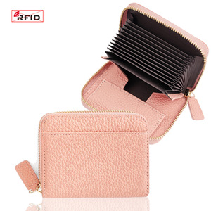 Phía trước túi RFID chủ thẻ ví 2025 chính hãng da ngắn accordion phụ nữ chủ thẻ trường hợp Lady Coin Purse nhỏ gọn Ví - Product Image 6
