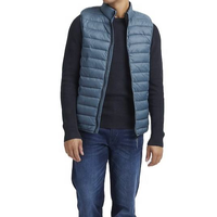Gilet rembourré épais d'extérieur avec logo personnalisé pour hommes, col montant, poche zippée, veste d'hiver, gilet matelassé noir pour hommes