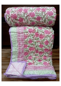 Nueva Colcha de Algodón Estampada a Mano, Diseño Floral Tradicional, Hecha a Mano, para Cama Doble, Uso Doméstico para Todas las Estaciones - Product Image 1