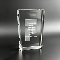 Plaque en cristal Neelpure 187848 avec motif carré gravé au laser 3D pour souvenir d'entreprise personnalisé