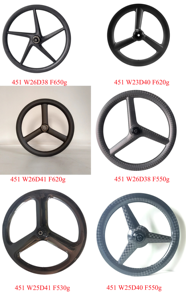 Ruedas de Disco de Carbono de 20 Pulgadas 406/451 para <span class=keywords><strong>Bicicleta</strong></span> BMX, Rueda de Tres Aspas de Carbono, Ruedas Ligeras de Carrera para Plegables Brompton/<span class=keywords><strong>Dahon</strong></span> - Product Image 4