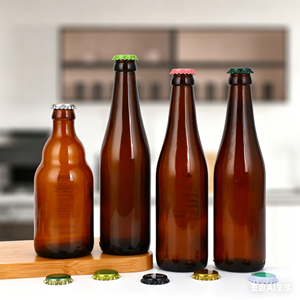 Bottiglia per Bevande Trasparente da 250ml 330ml 500ml, Bottiglia in Vetro Personalizzata per Succhi e Birra - Product Image 5