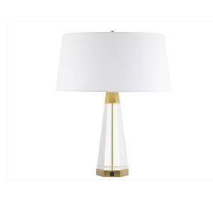 Lámpara de Mesa Decorativa USB de Vidrio Transparente y Dorado con Pantalla Única para Hotel, Lectura y Decoración - Product Image 4