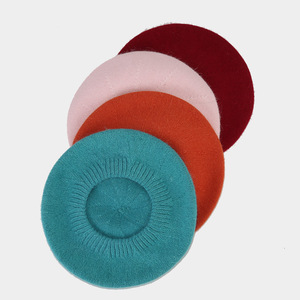 Béret de <span class=keywords><strong>peintre</strong></span> en tricot de couleur unie pour femmes, mode en poils de lapin, automne, hiver, vente en gros - Product Image 5